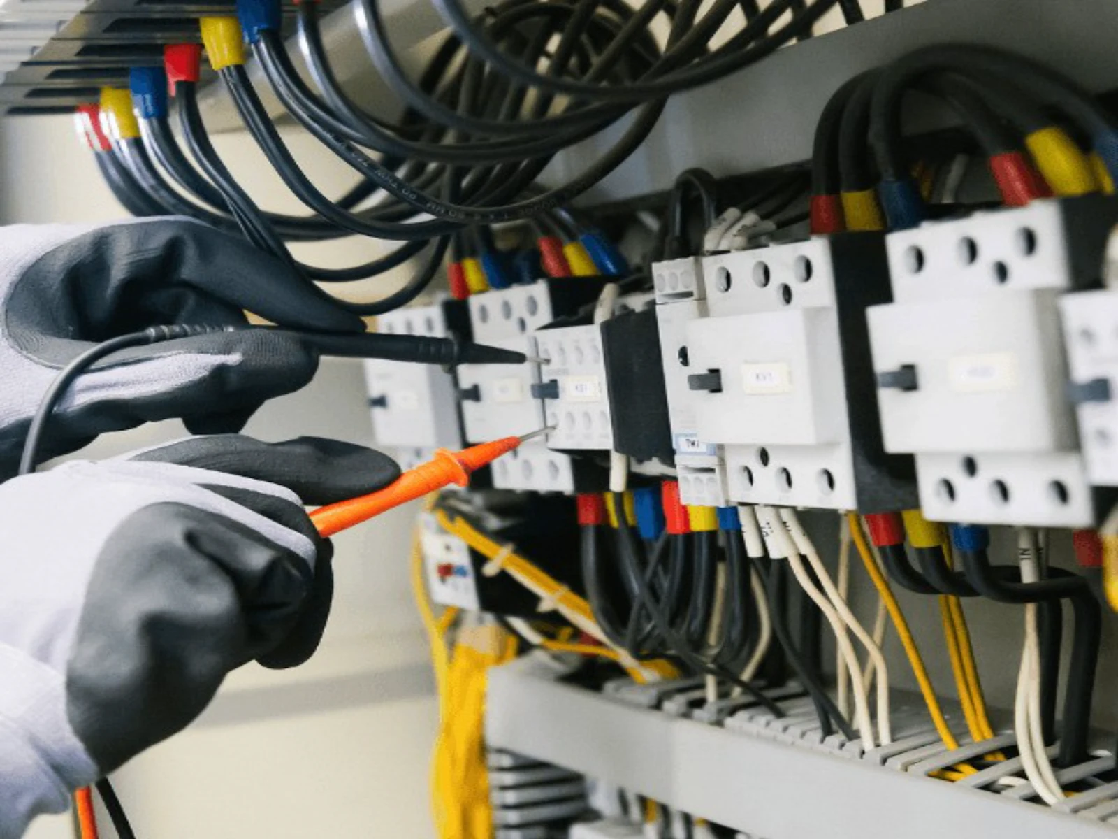 Électricien contrôlant un tableau électrique
